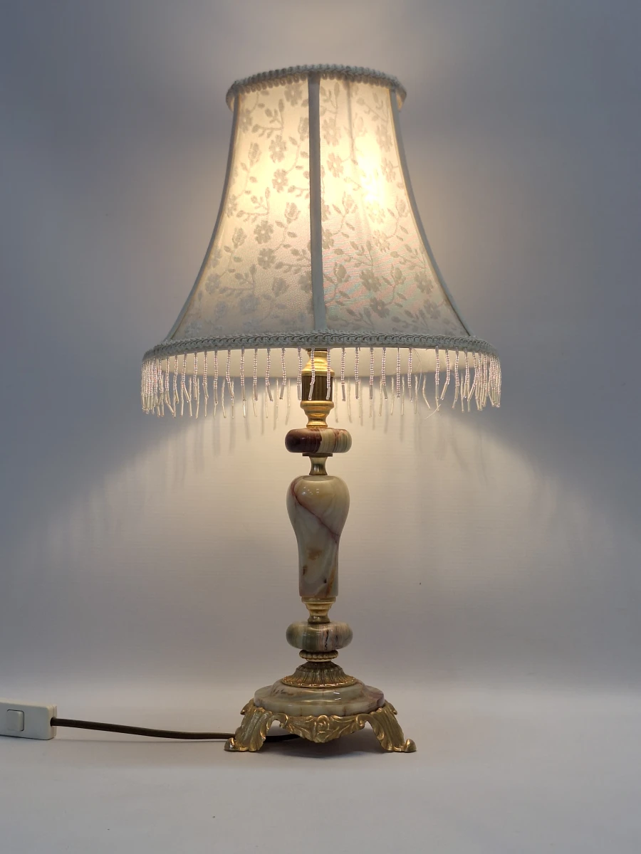 Vintage Italiaanse Onyx tafellamp - Hollywood Regency - Verguld messing - foto 2
