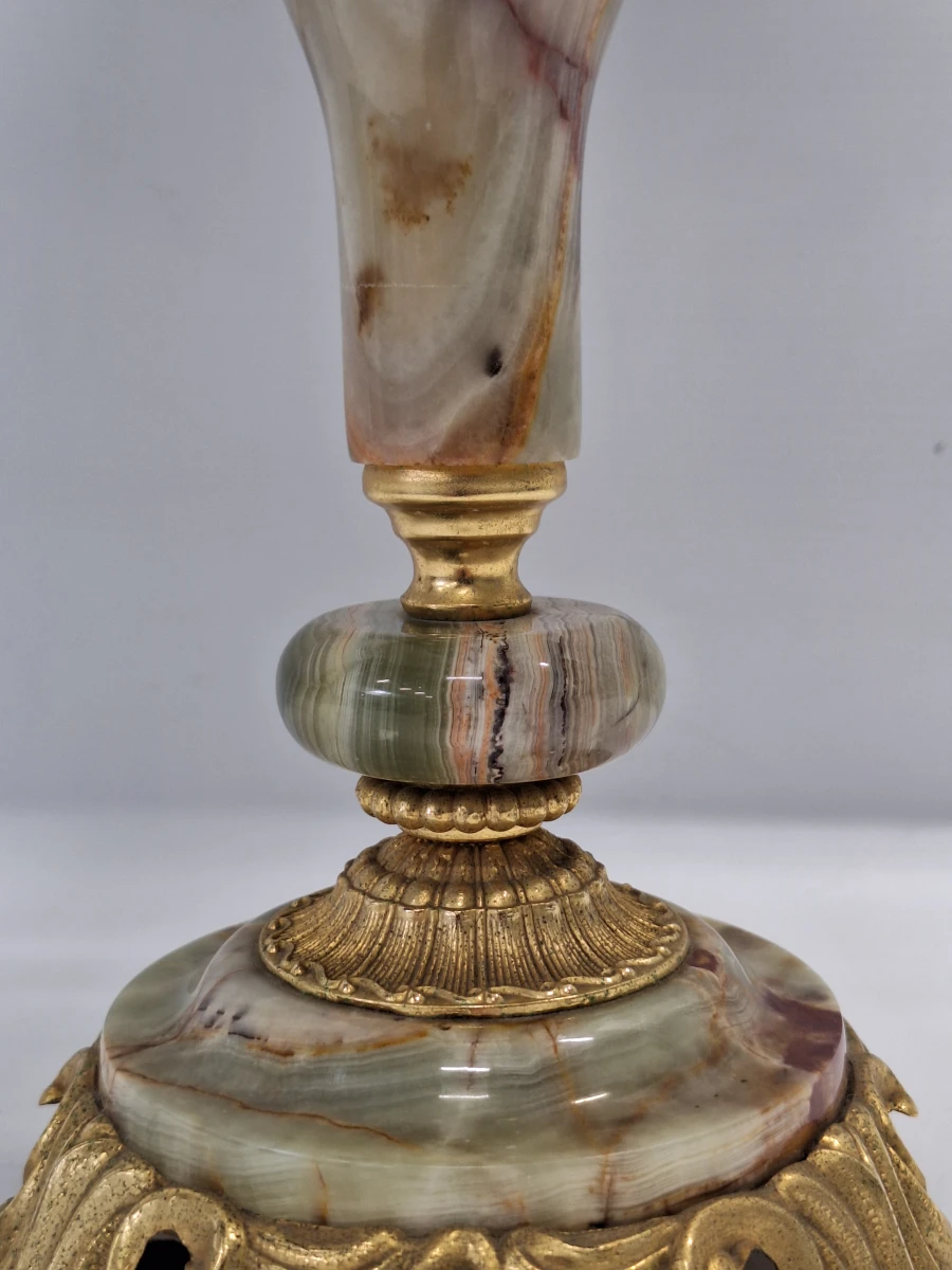 Vintage Italiaanse Onyx tafellamp - Hollywood Regency - Verguld messing - foto 5
