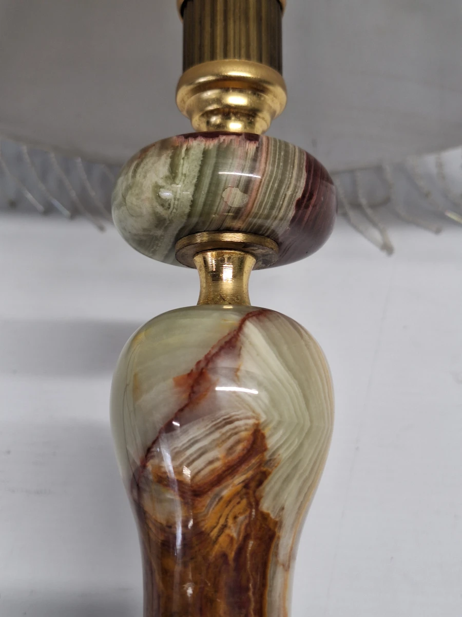 Vintage Italiaanse Onyx tafellamp - Hollywood Regency - Verguld messing - foto 7