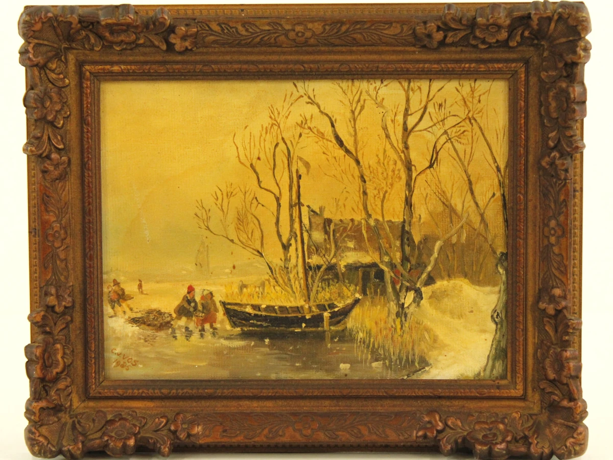 C.V. Vos (1985) – Hollands Winterlandschap  – Olieverf - foto 2