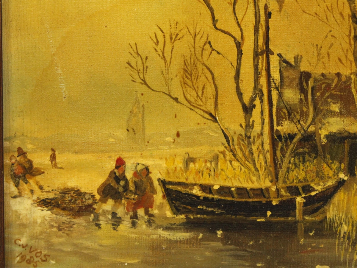 C.V. Vos (1985) – Hollands Winterlandschap  – Olieverf - foto 6