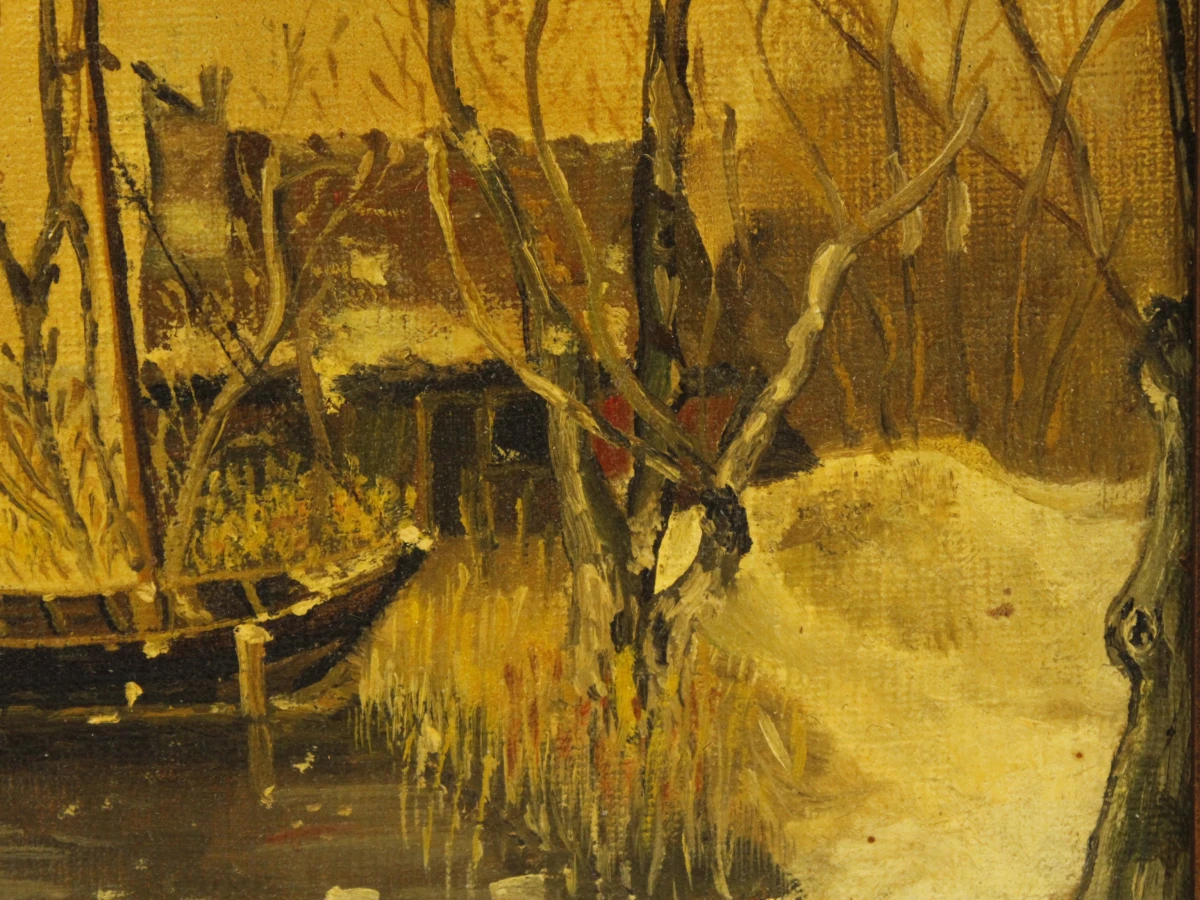 C.V. Vos (1985) – Hollands Winterlandschap  – Olieverf - foto 7