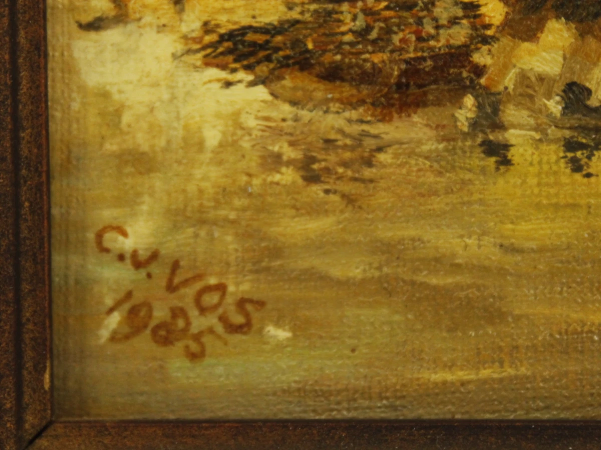 C.V. Vos (1985) – Hollands Winterlandschap  – Olieverf - foto 8
