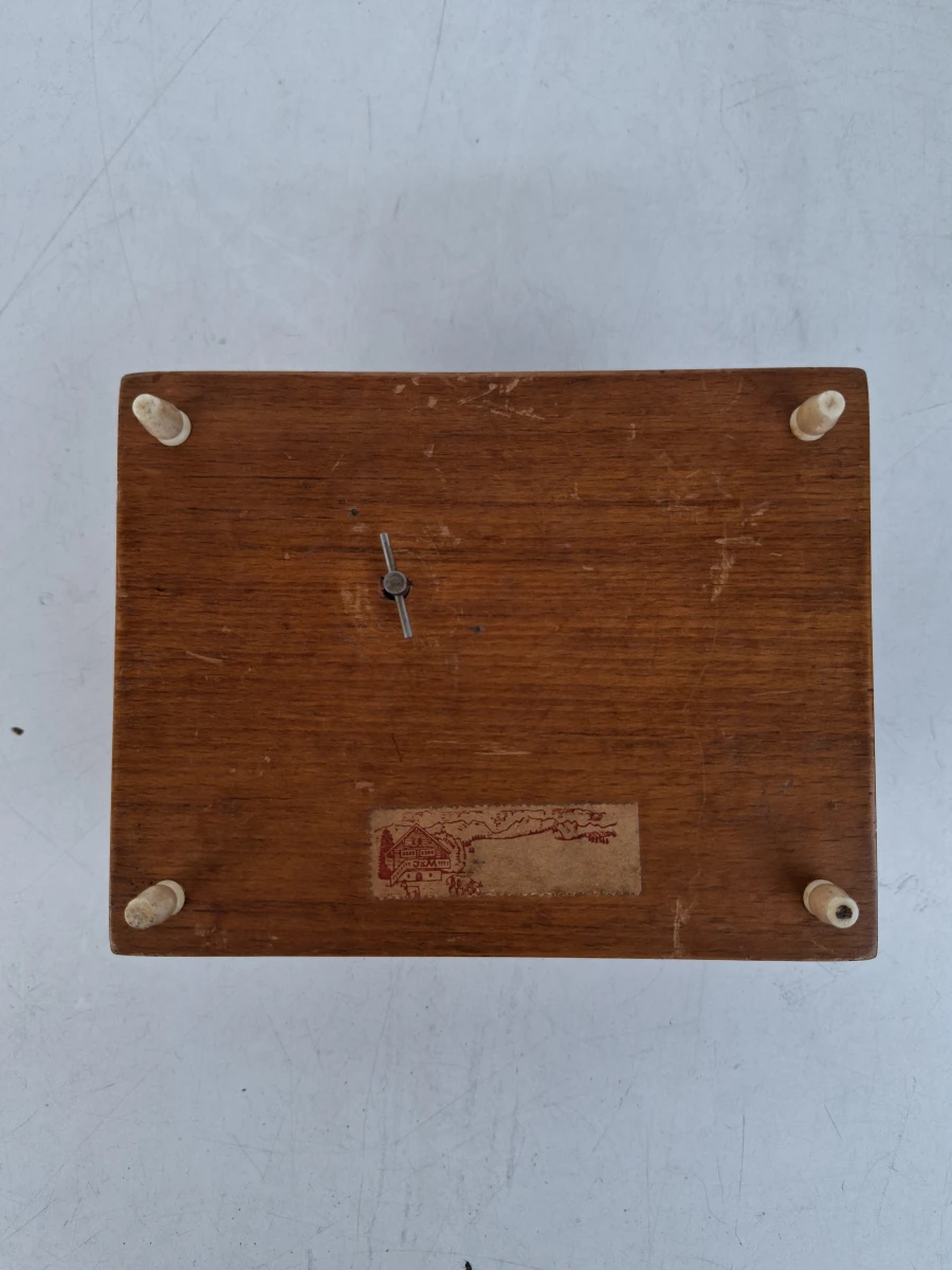 Zeldzame Vintage Mechanische Speeldoos & Sigarettendoos – Uniek Mozaïek Houtinleg