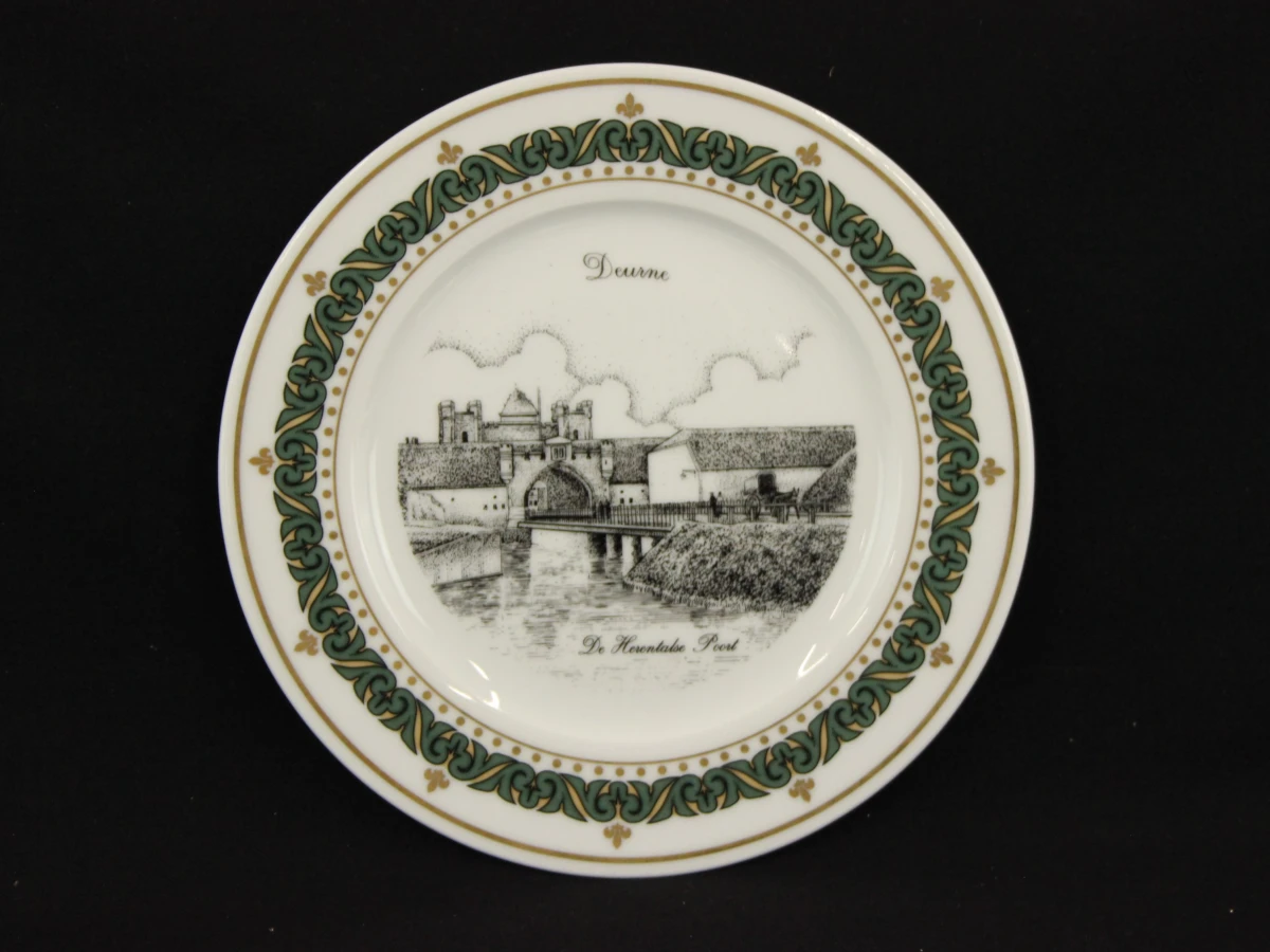 Set van 6 vintage  Dessertborden met straatzichten uit Deurne beperkte oplage gesigneerd door de kunstenaar G. Swaenenpoel - foto 2