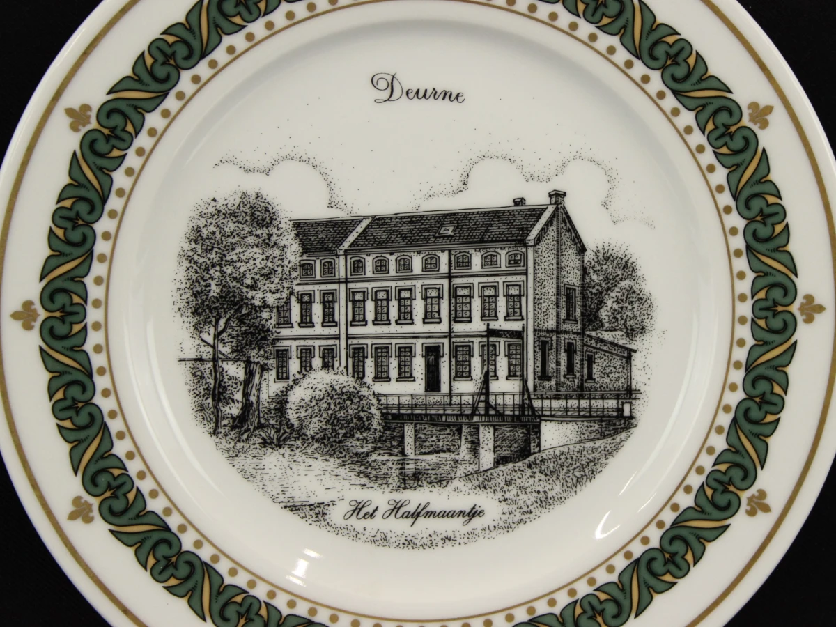 Set van 6 vintage  Dessertborden met straatzichten uit Deurne beperkte oplage gesigneerd door de kunstenaar G. Swaenenpoel - foto 6