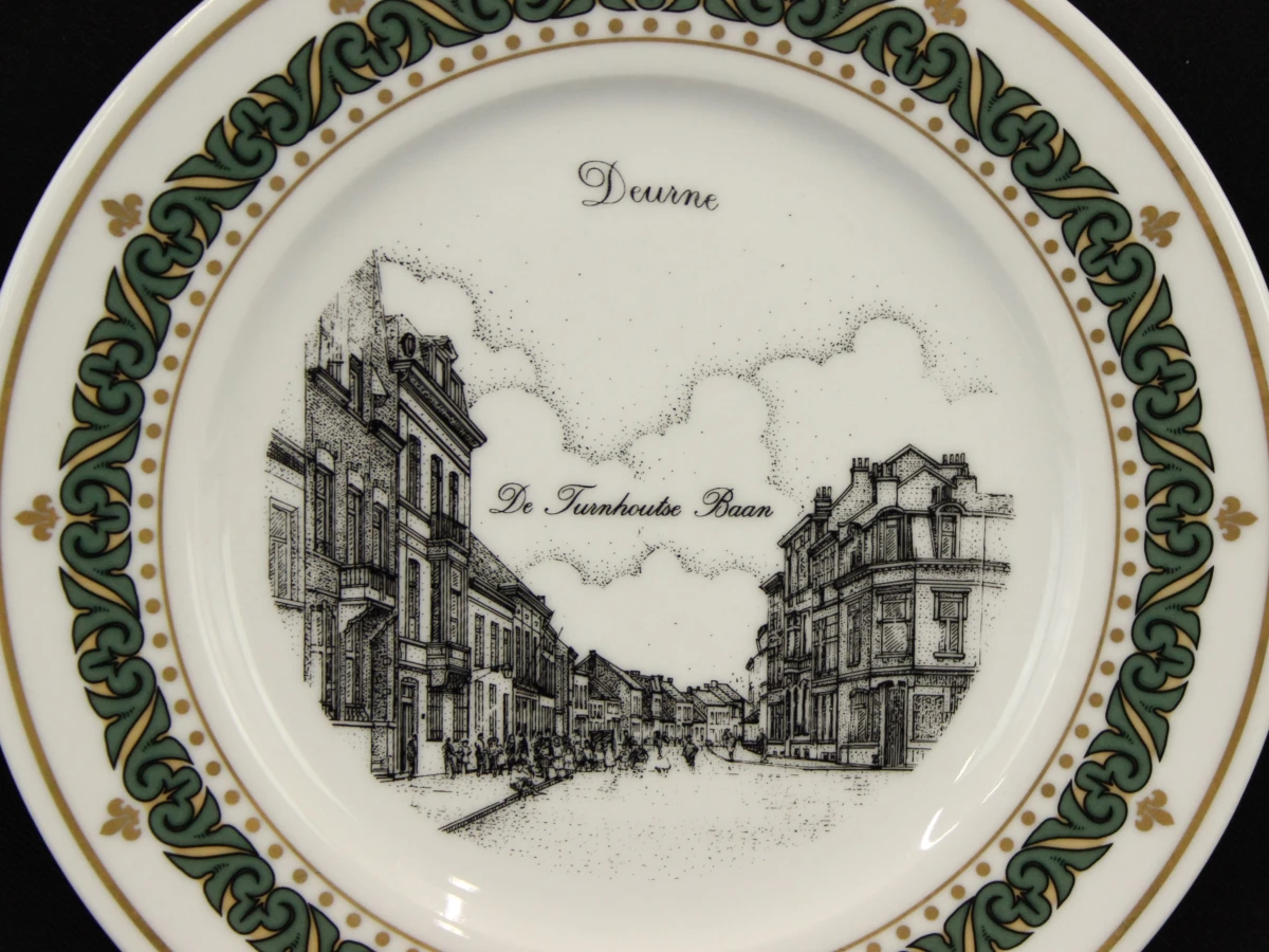 Set van 6 vintage  Dessertborden met straatzichten uit Deurne beperkte oplage gesigneerd door de kunstenaar G. Swaenenpoel - foto 9