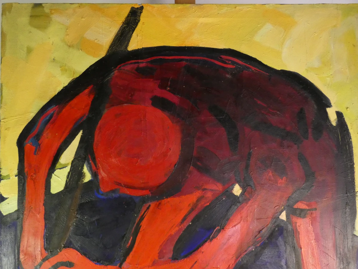 Abstract olieverfschilderij – E. GRON, 1993 - foto 3