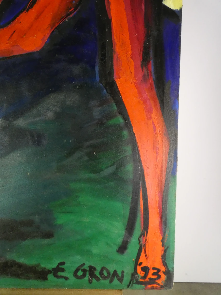Abstract olieverfschilderij – E. GRON, 1993 - foto 5