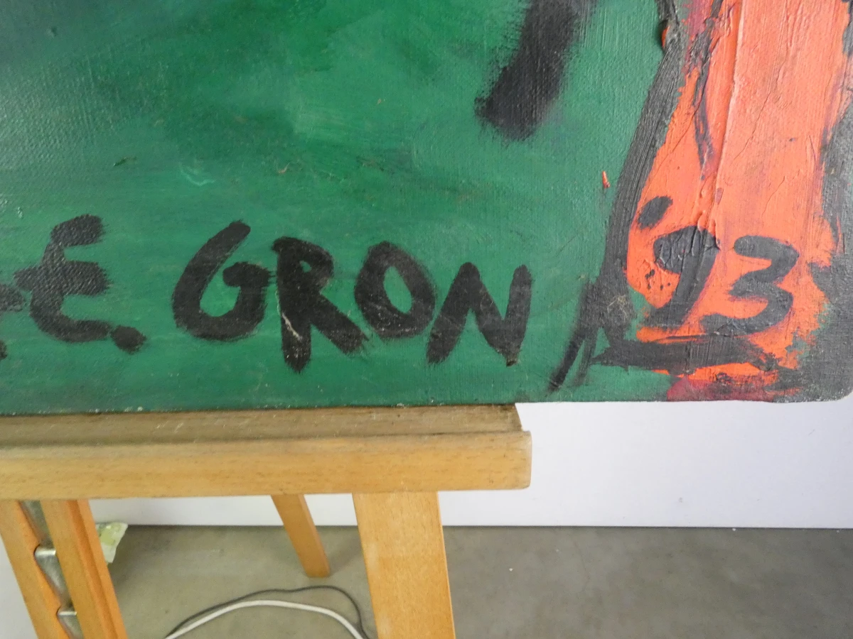 Abstract olieverfschilderij – E. GRON, 1993 - foto 6
