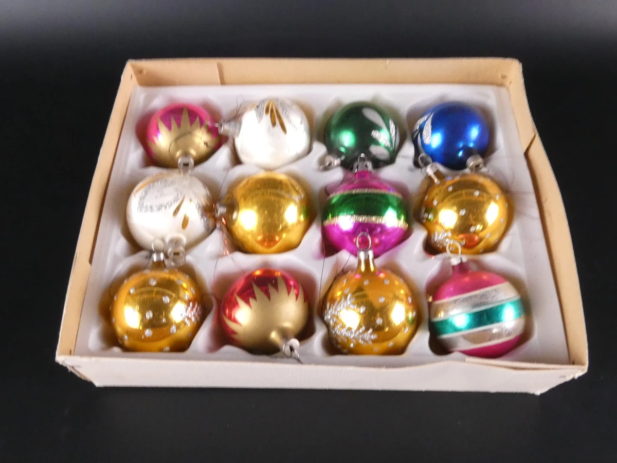 Grote partij vintage glazen kerstornamenten incl. 2 kerstpieken(69 stuks) - foto 14
