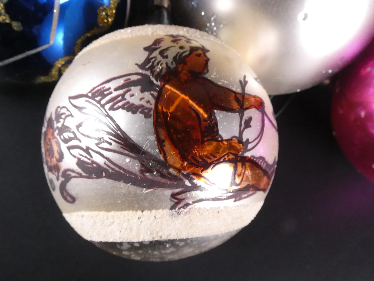 Grote partij vintage glazen kerstornamenten incl. 2 kerstpieken(69 stuks) - foto 13