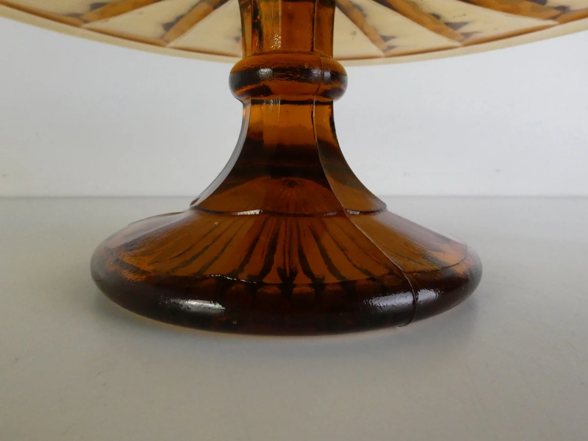 Vintage Amberkleurig Art Deco Taartplateau - foto 10
