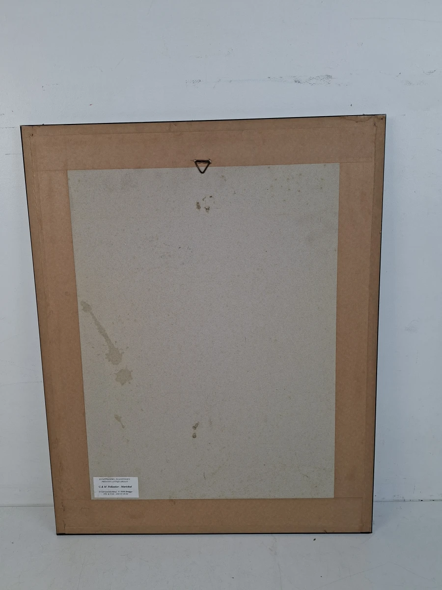 Antieke Aquarel (1955) – Zicht op de Kerk van Lissewege – Gesigneerd N. Depondt - foto 3