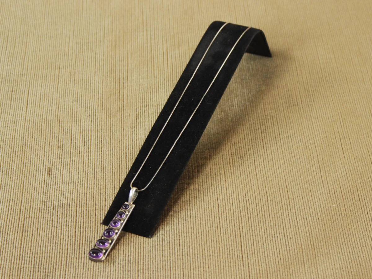 Sterling zilveren slangenketting met amethistenhanger - foto 2