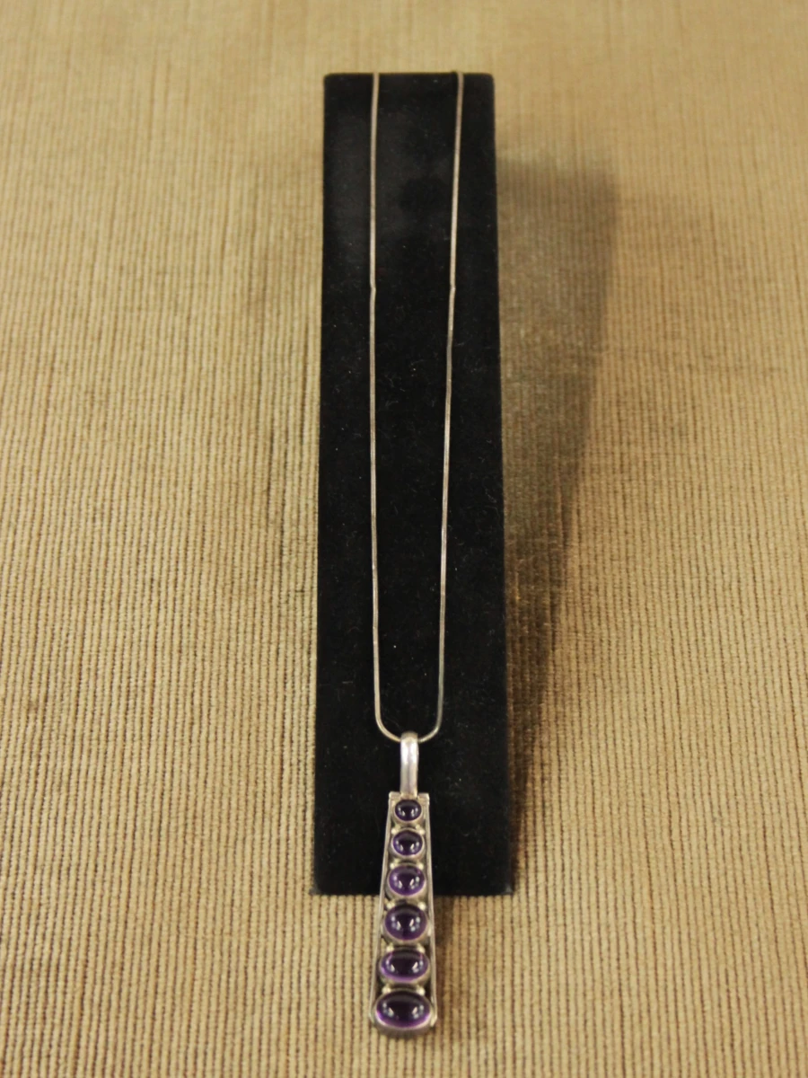 Sterling zilveren slangenketting met amethistenhanger - foto 3