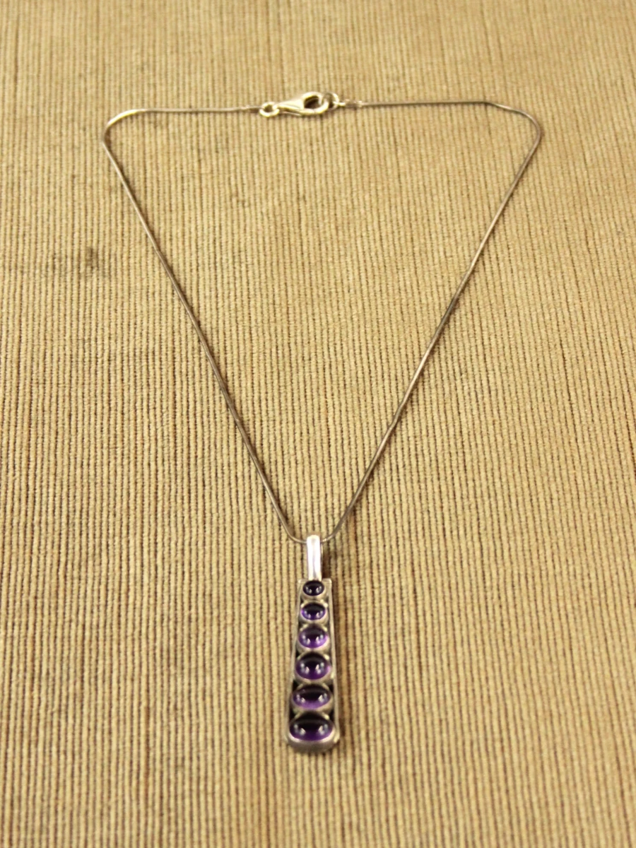 Sterling zilveren slangenketting met amethistenhanger - foto 8
