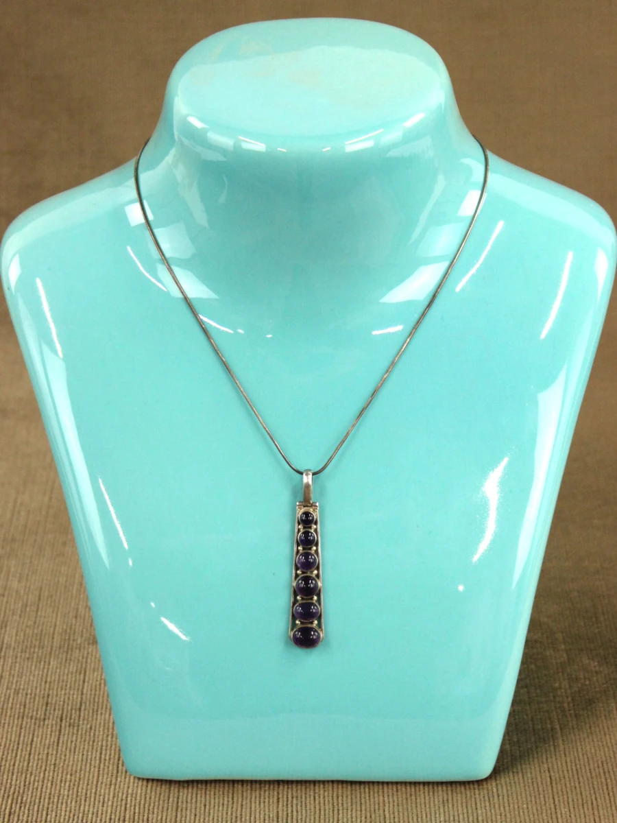 Sterling zilveren slangenketting met amethistenhanger - foto 9