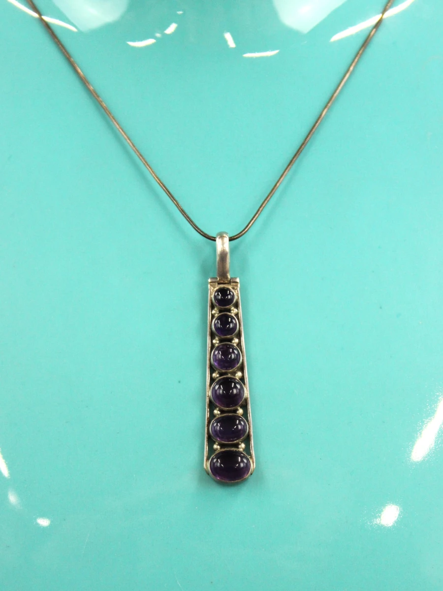 Sterling zilveren slangenketting met amethistenhanger - foto 10