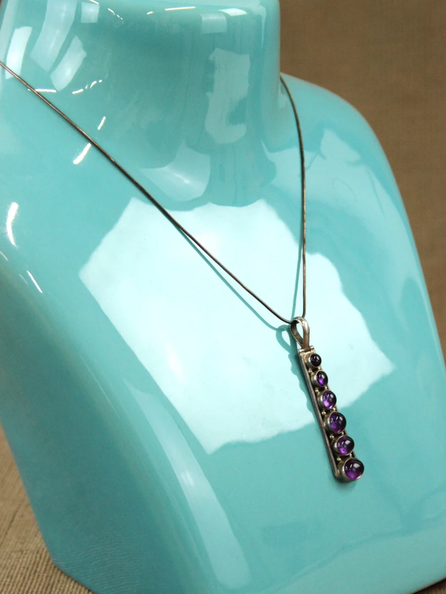 Sterling zilveren slangenketting met amethistenhanger - foto 11