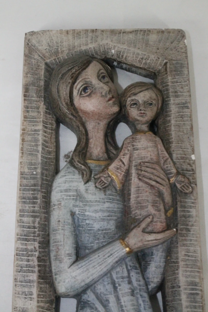 Vintage wandplaat Maria met kind Jezus - foto 2