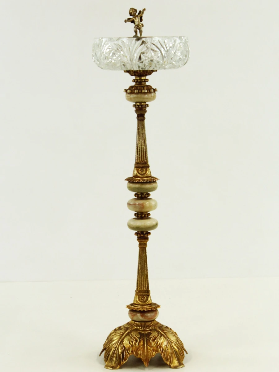 Elegante Staande Vloerasbak ,Kristal ,Onyx & Putto - foto 6