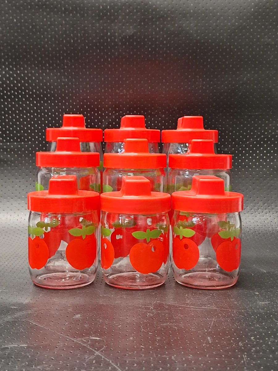 Set van 9 vintage Gulf appel voorraadpotten geproduceerd door Verreries Mécaniques Champenoises France (VMC) - foto 2