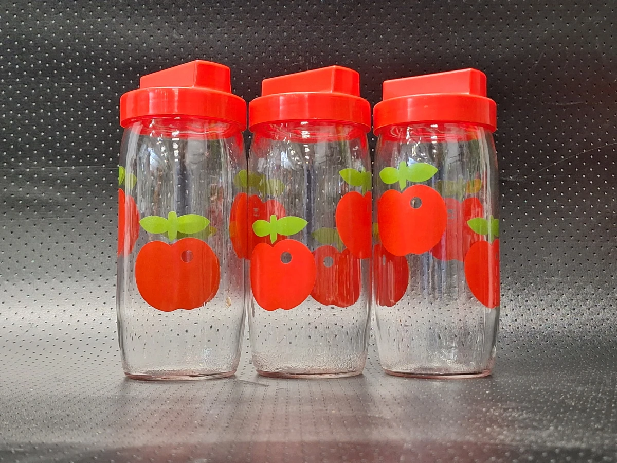 Set van 9 vintage Gulf appel voorraadpotten geproduceerd door Verreries Mécaniques Champenoises France (VMC) - foto 4