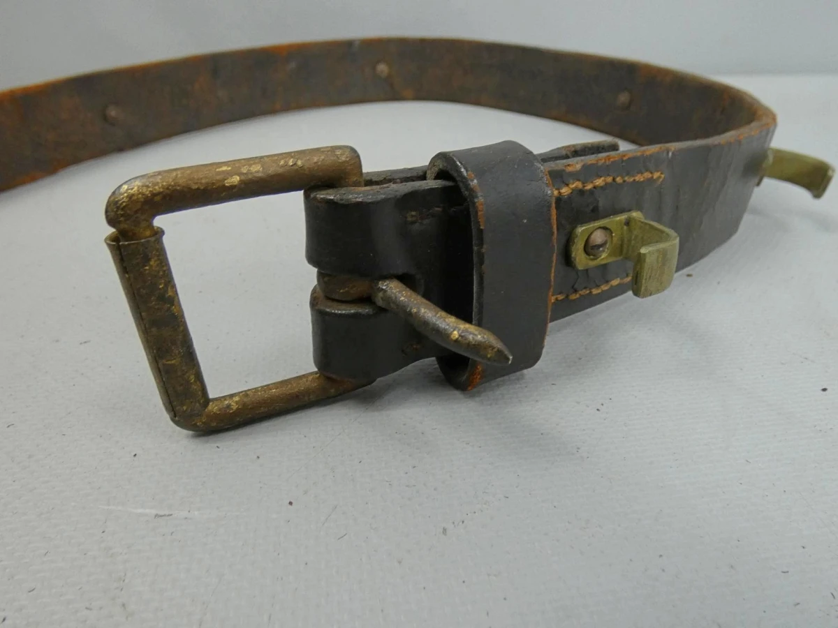 Vintage leren koppelriem met haken - foto 2