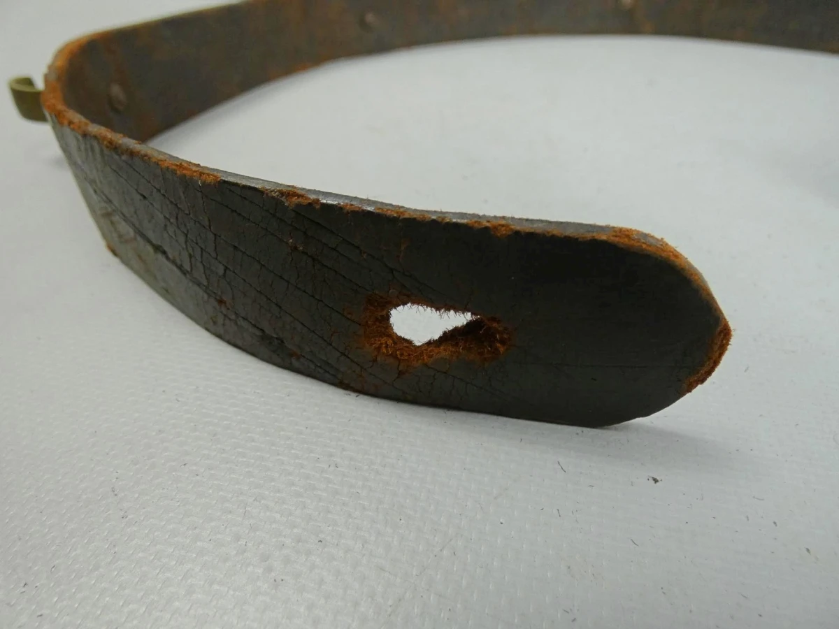 Vintage leren koppelriem met haken - foto 4
