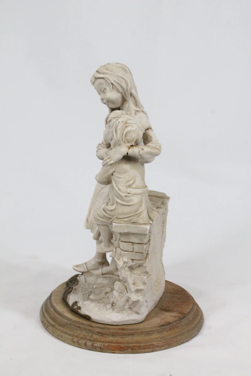 Vintage sculptuur grote zus en haar broertje - Giuseppe Armani - foto 3