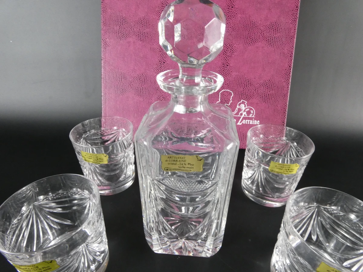 Artisanat de Lorraine kristallen karafset met 6 glazen in doos - foto 5