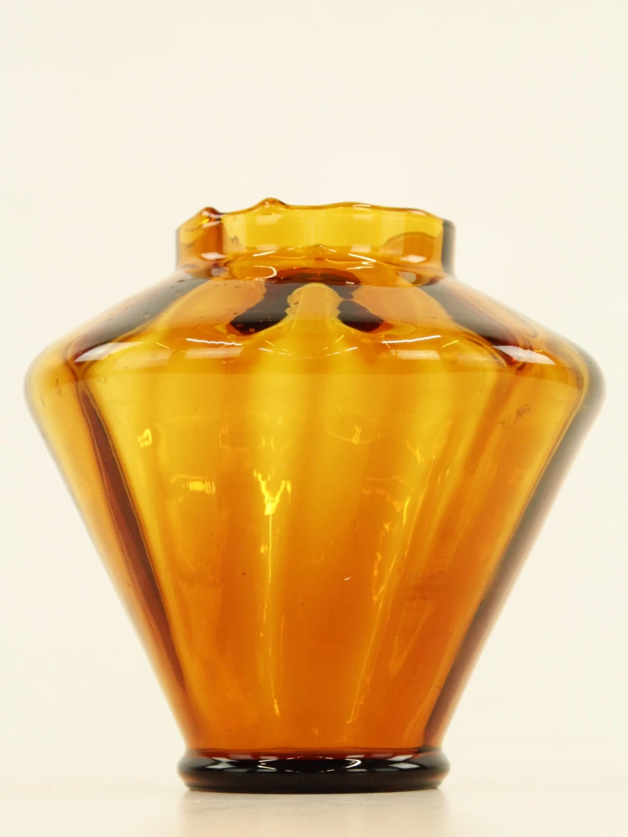 Vintage handgeblazen amberkleurige vaas - foto 3