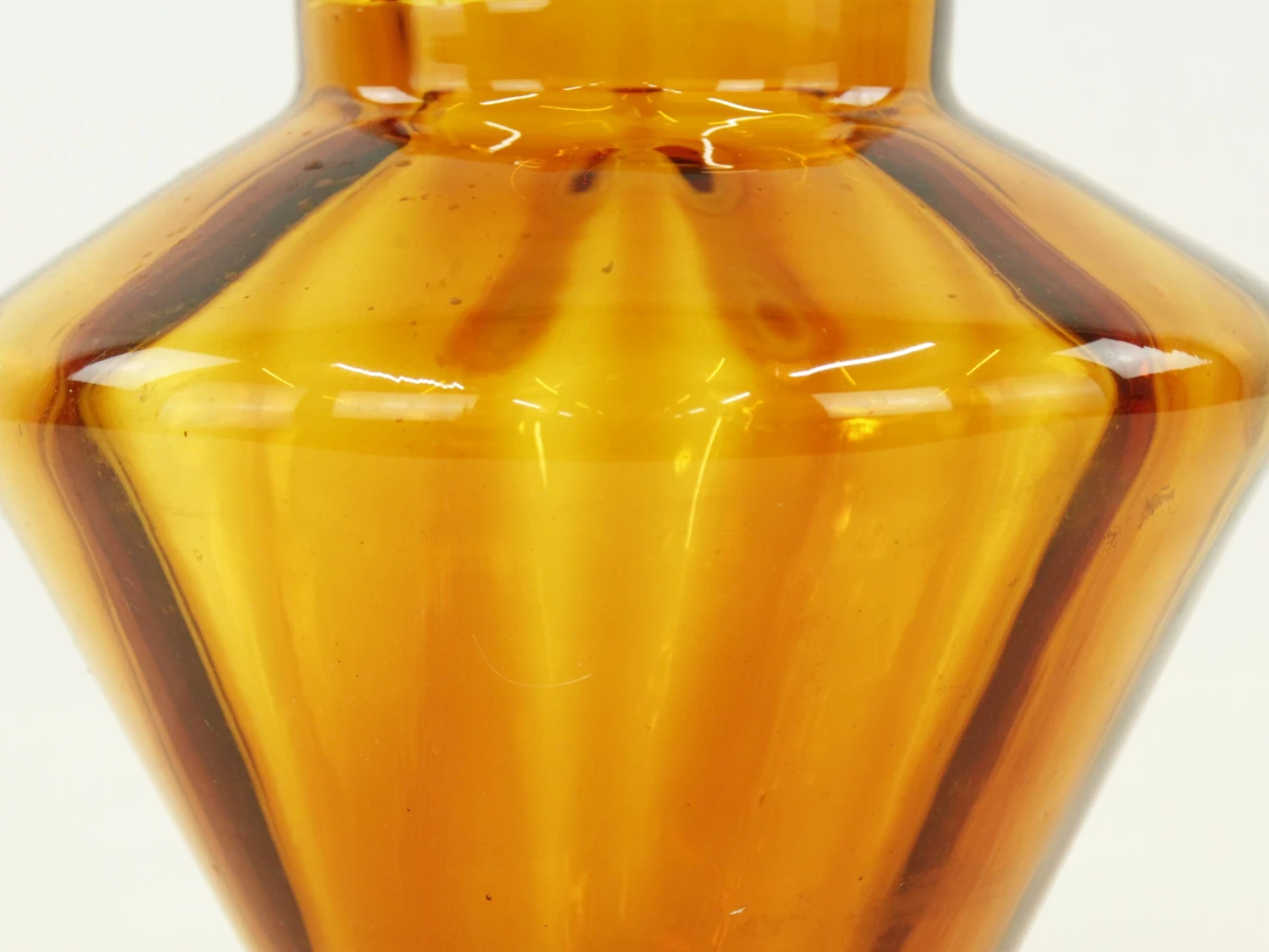 Vintage handgeblazen amberkleurige vaas - foto 4
