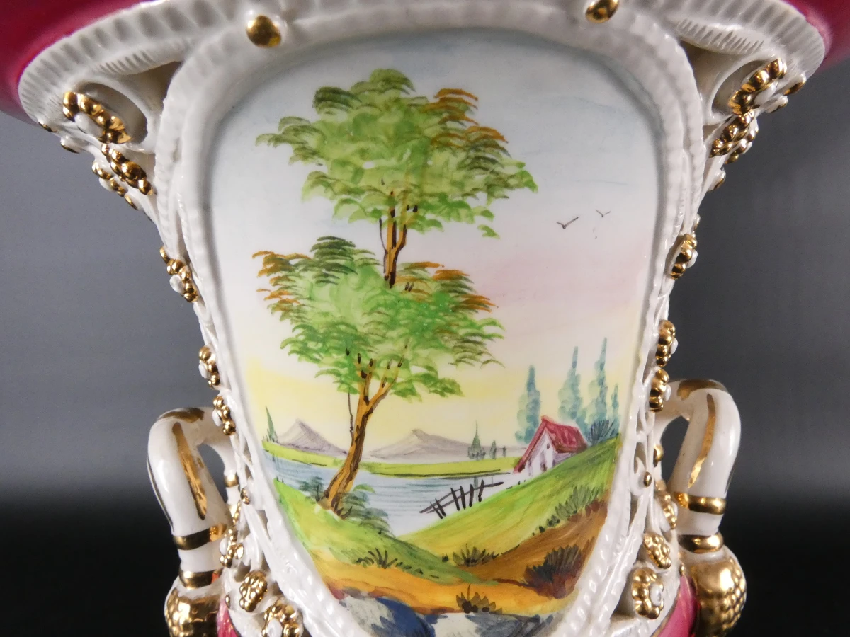 Vintage H. Sanders Italy dekselvaas in Capodimonte-stijl - foto 3