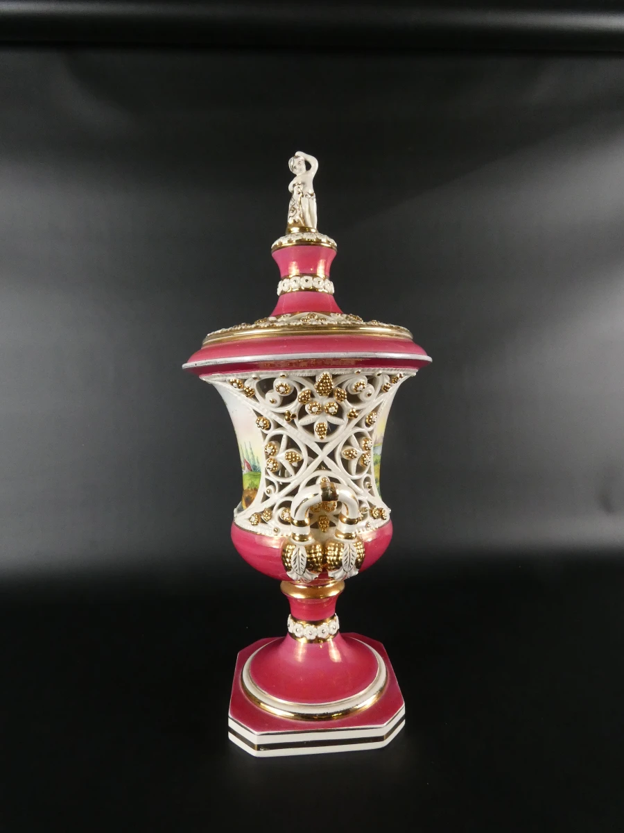 Vintage H. Sanders Italy dekselvaas in Capodimonte-stijl - foto 6