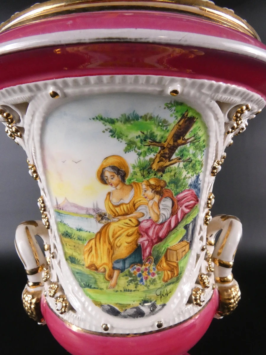Vintage H. Sanders Italy dekselvaas in Capodimonte-stijl - foto 9