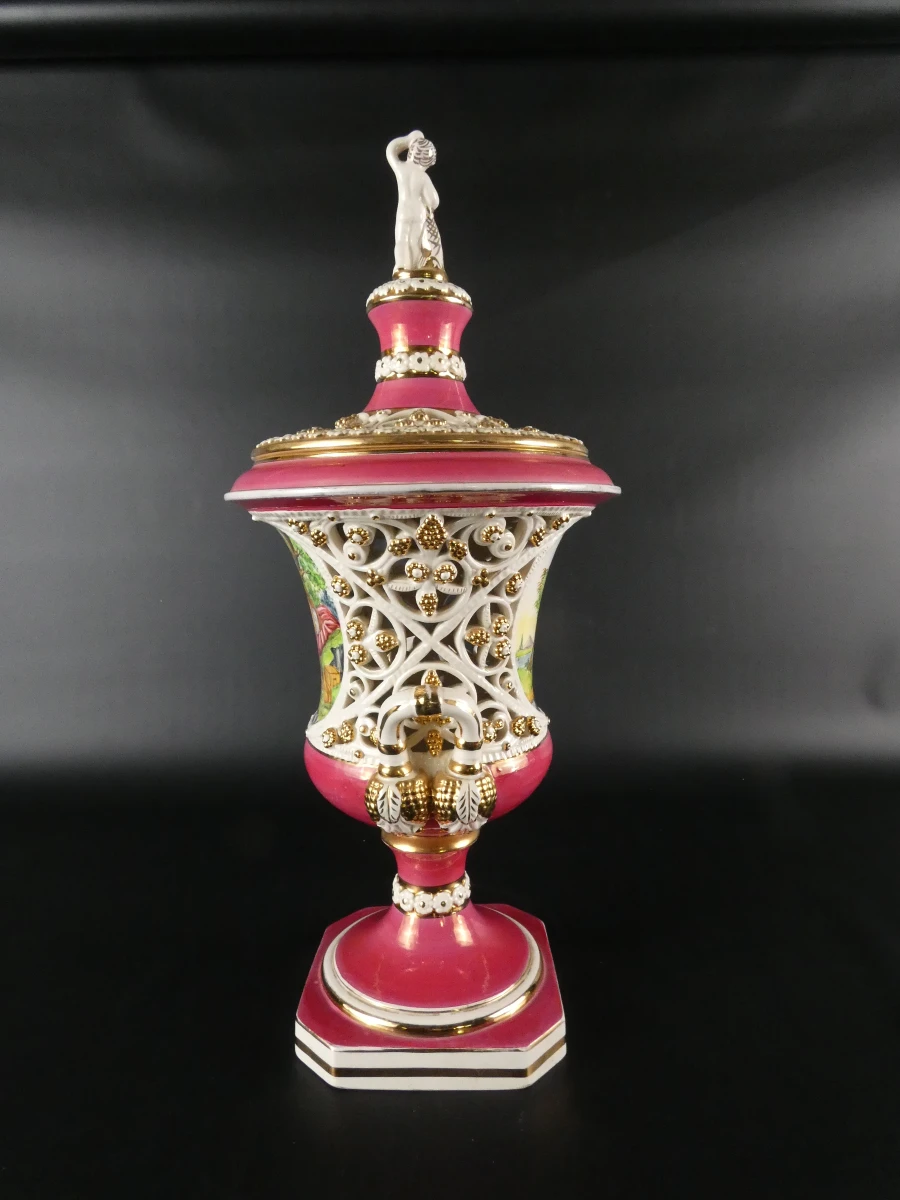 Vintage H. Sanders Italy dekselvaas in Capodimonte-stijl - foto 10