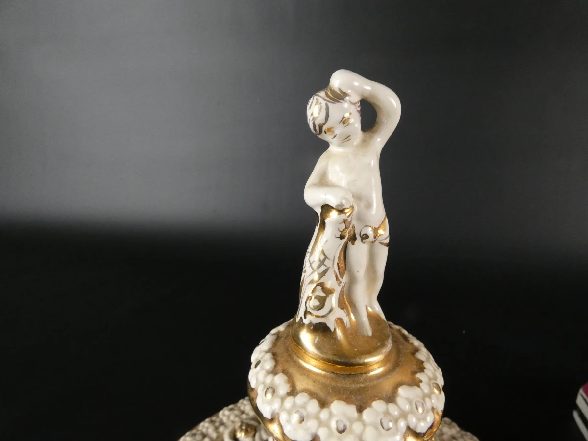 Vintage H. Sanders Italy dekselvaas in Capodimonte-stijl - foto 12