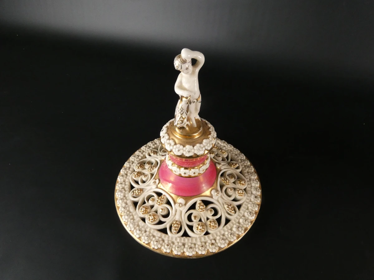 Vintage H. Sanders Italy dekselvaas in Capodimonte-stijl - foto 14