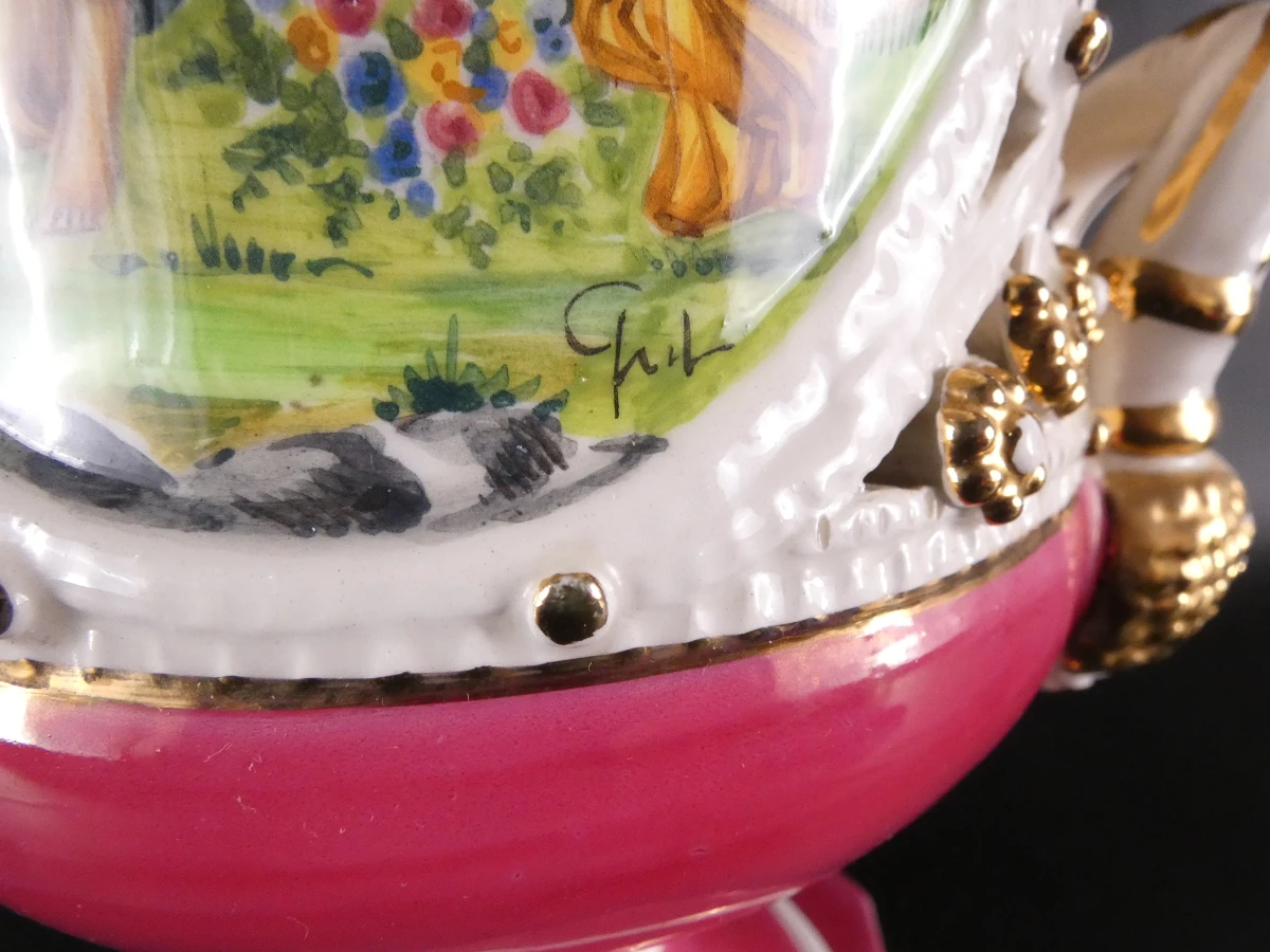 Vintage H. Sanders Italy dekselvaas in Capodimonte-stijl - foto 18