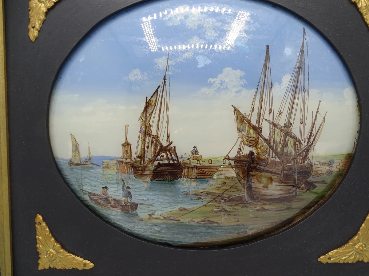 2 maritieme fixé sous verre schilderijen - foto 3