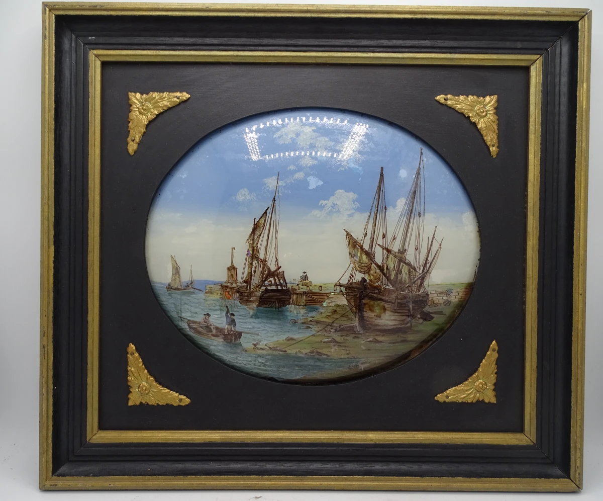 2 maritieme fixé sous verre schilderijen - foto 2