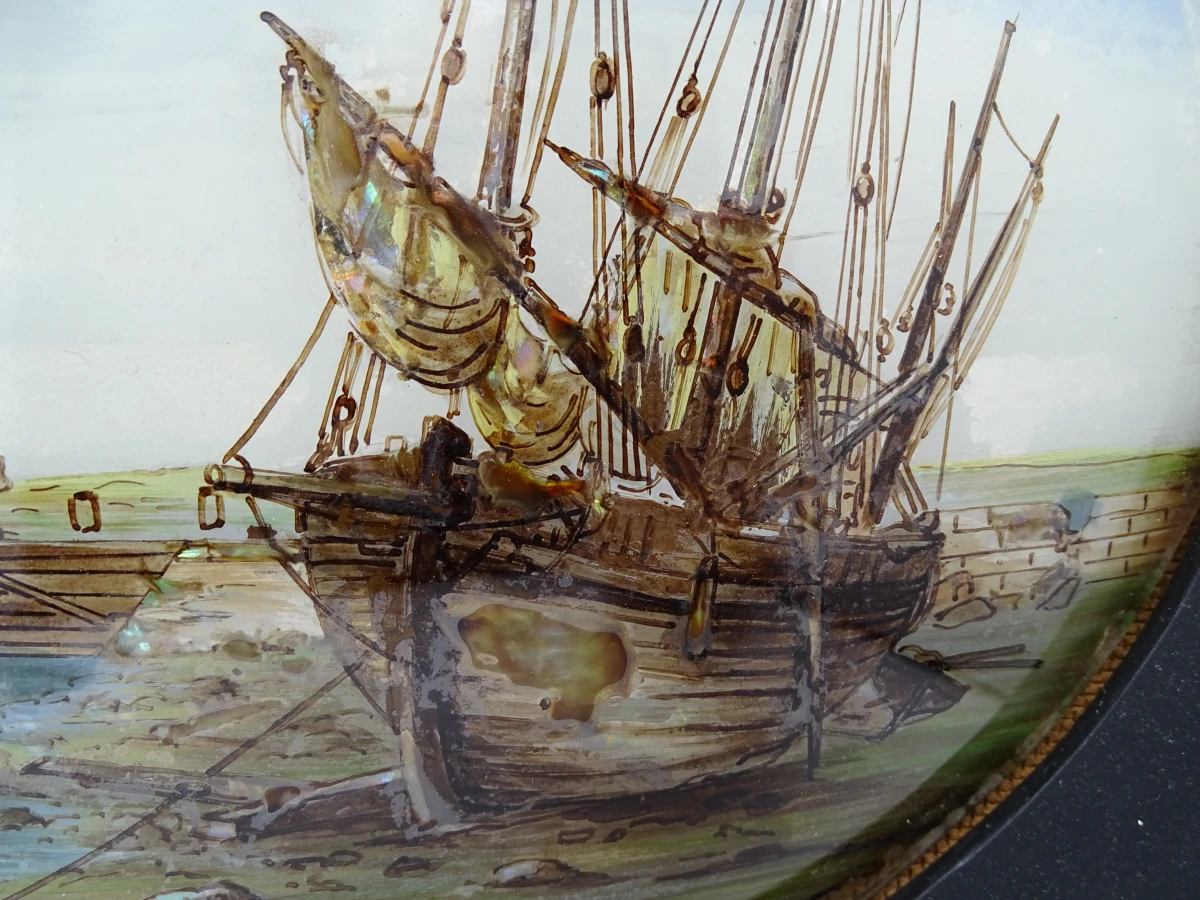 2 maritieme fixé sous verre schilderijen - foto 4