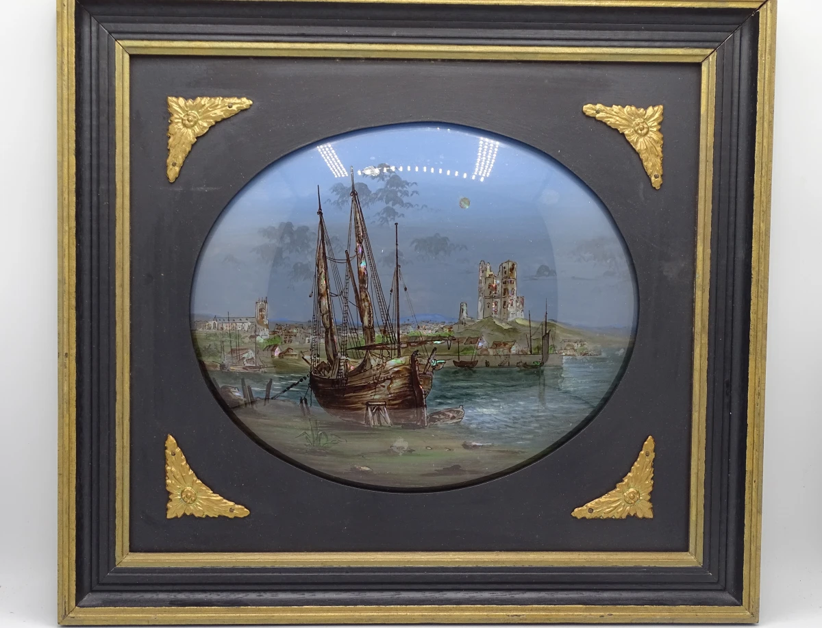 2 maritieme fixé sous verre schilderijen - foto 9