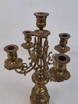 vintage vierarmige kandelaar van messing - foto 3