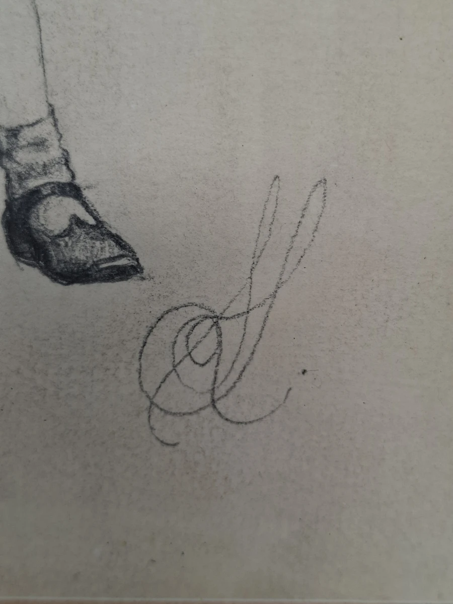 Ingelijste Potlood- of Houtskooltekening – Emotioneel Portret van Man en Kind - foto 2