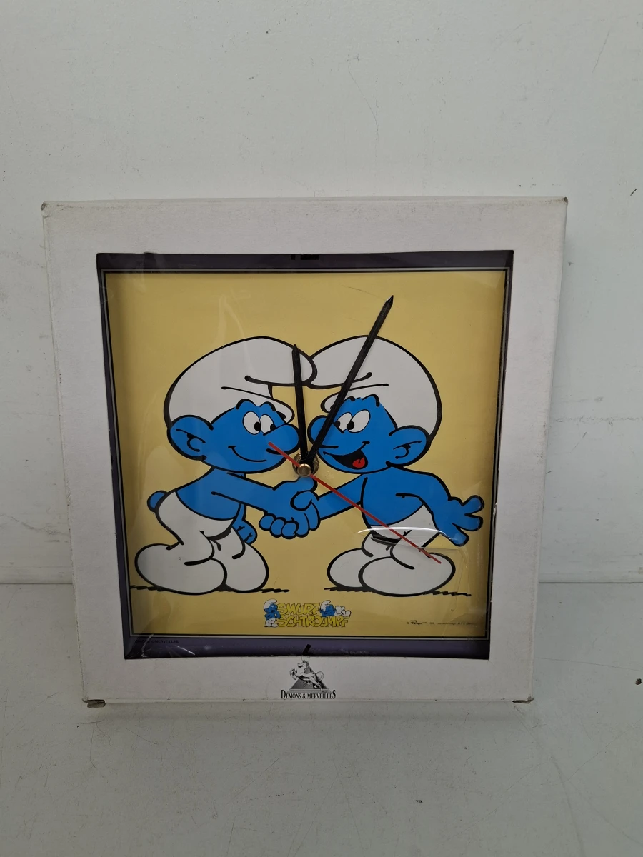 Zeldzame Vintage "De Smurfen" Wandklok – Démons & Merveilles (1996) – Inclusief Originele Doos! - foto 2