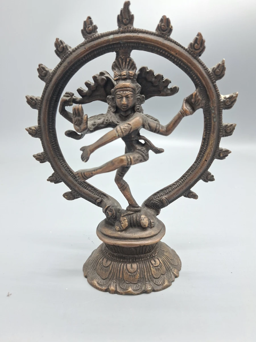 Authentiek Brons/Messing Shiva Nataraja Beeld – De Kosmische Danser – Spirituele Vintage Eyecatcher - foto 4
