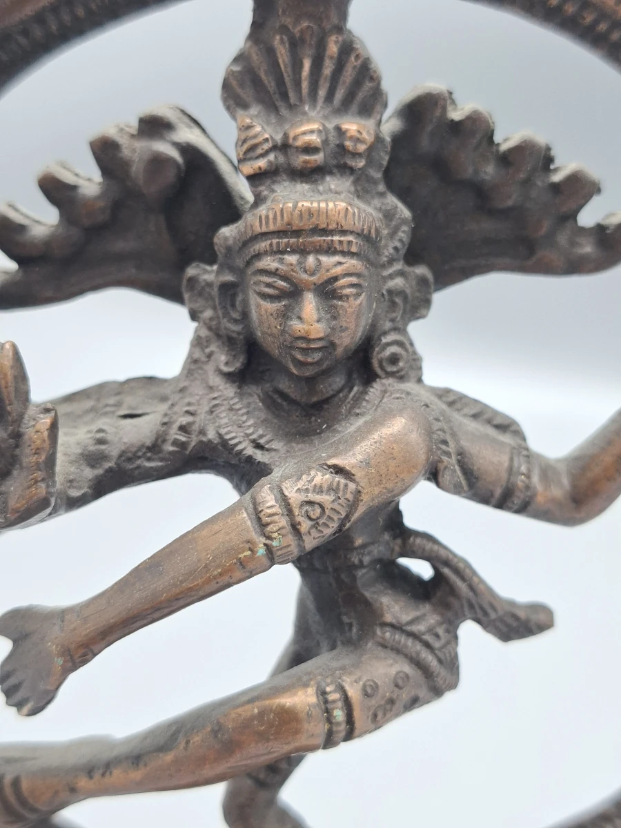 Authentiek Brons/Messing Shiva Nataraja Beeld – De Kosmische Danser – Spirituele Vintage Eyecatcher - foto 3